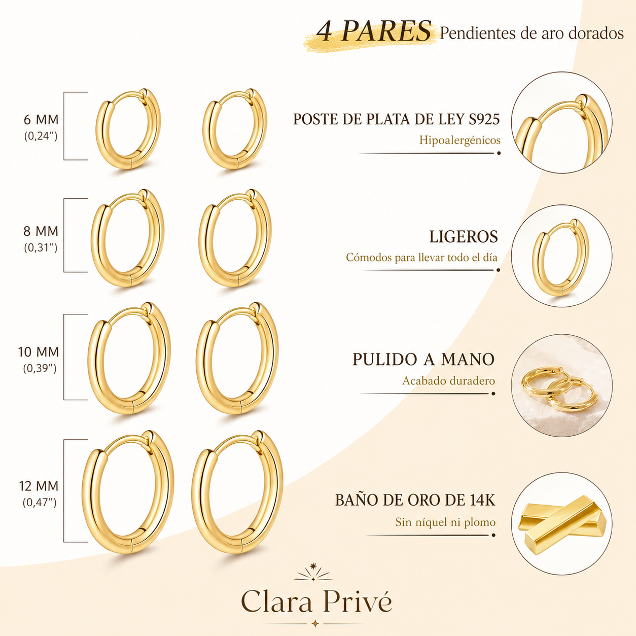 Pack Pendientes Aro Minimal