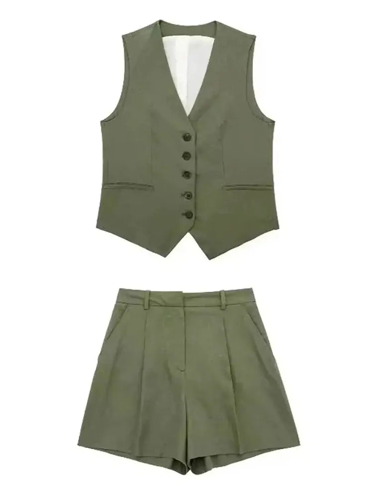 Conjunto Chaleco Sastre Verde Oliva