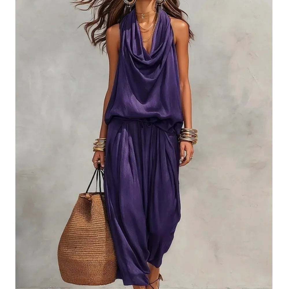 Conjunto Alessia Satinado - Morado