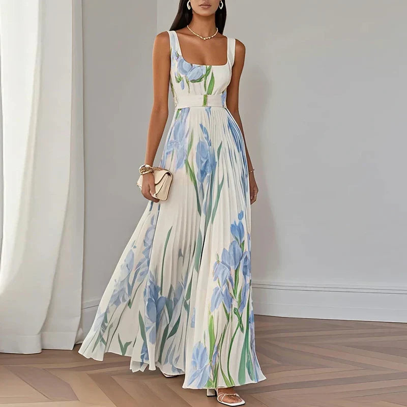 Oria - Vestido largo de corte en A con estampado floral