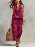 Conjunto Alessia Satinado - Rosa Rojo