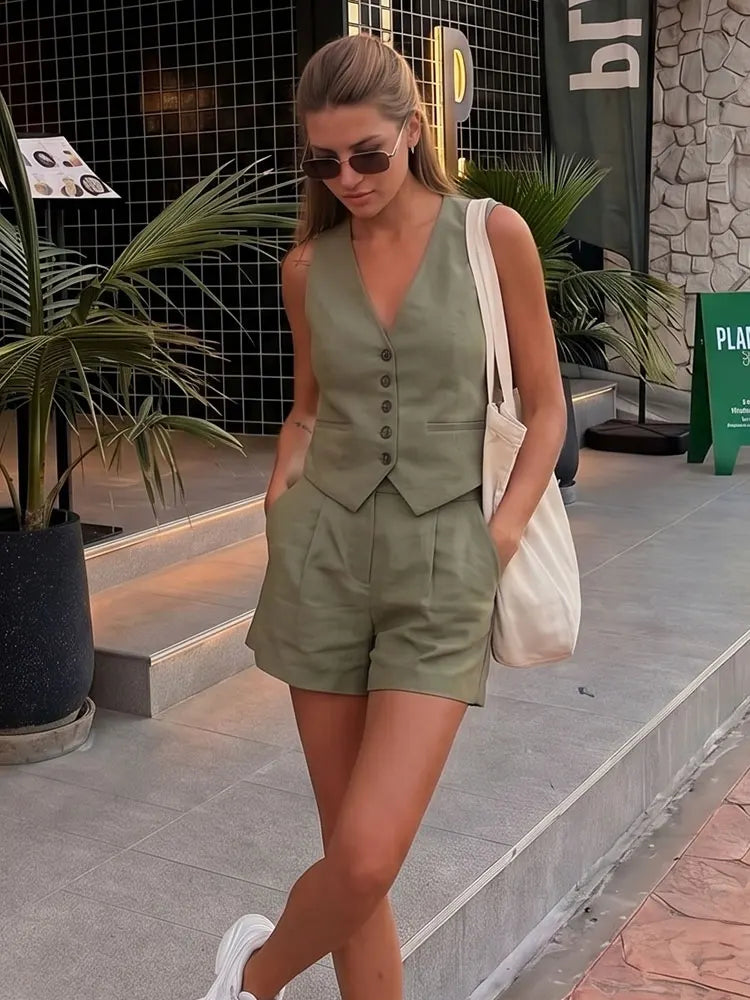 Conjunto Chaleco Sastre Verde Oliva