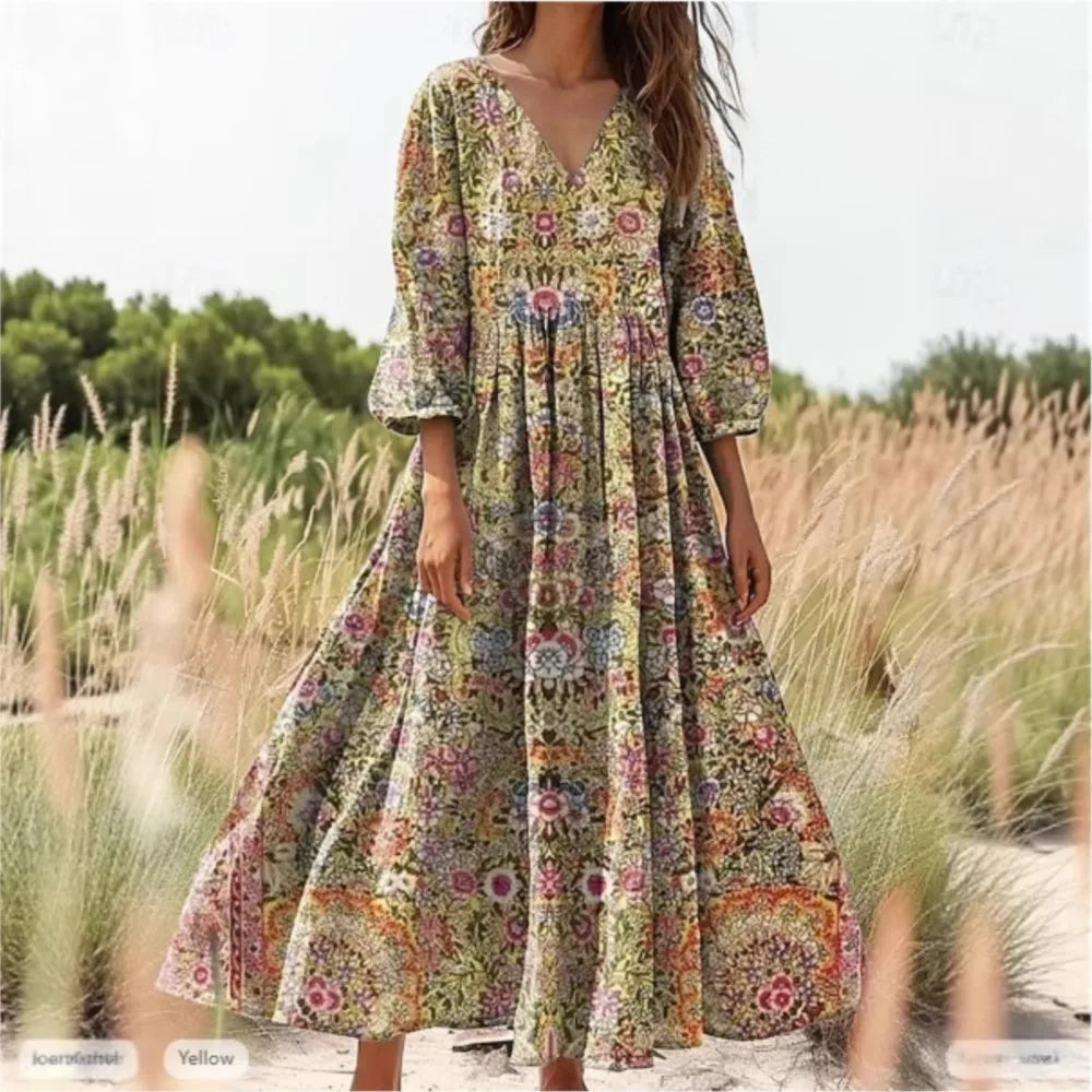 Vestido Ariadna Paisley - Amarillo
