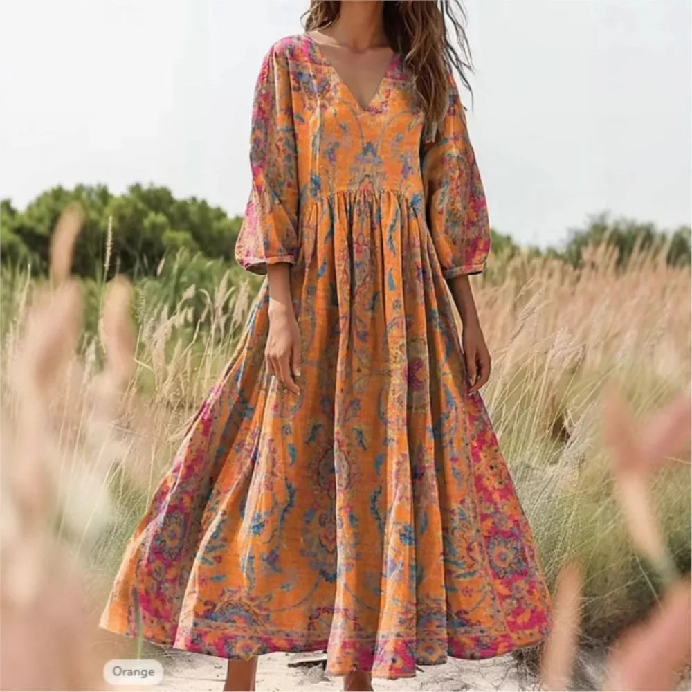 Vestido Ariadna Paisley - Naranja