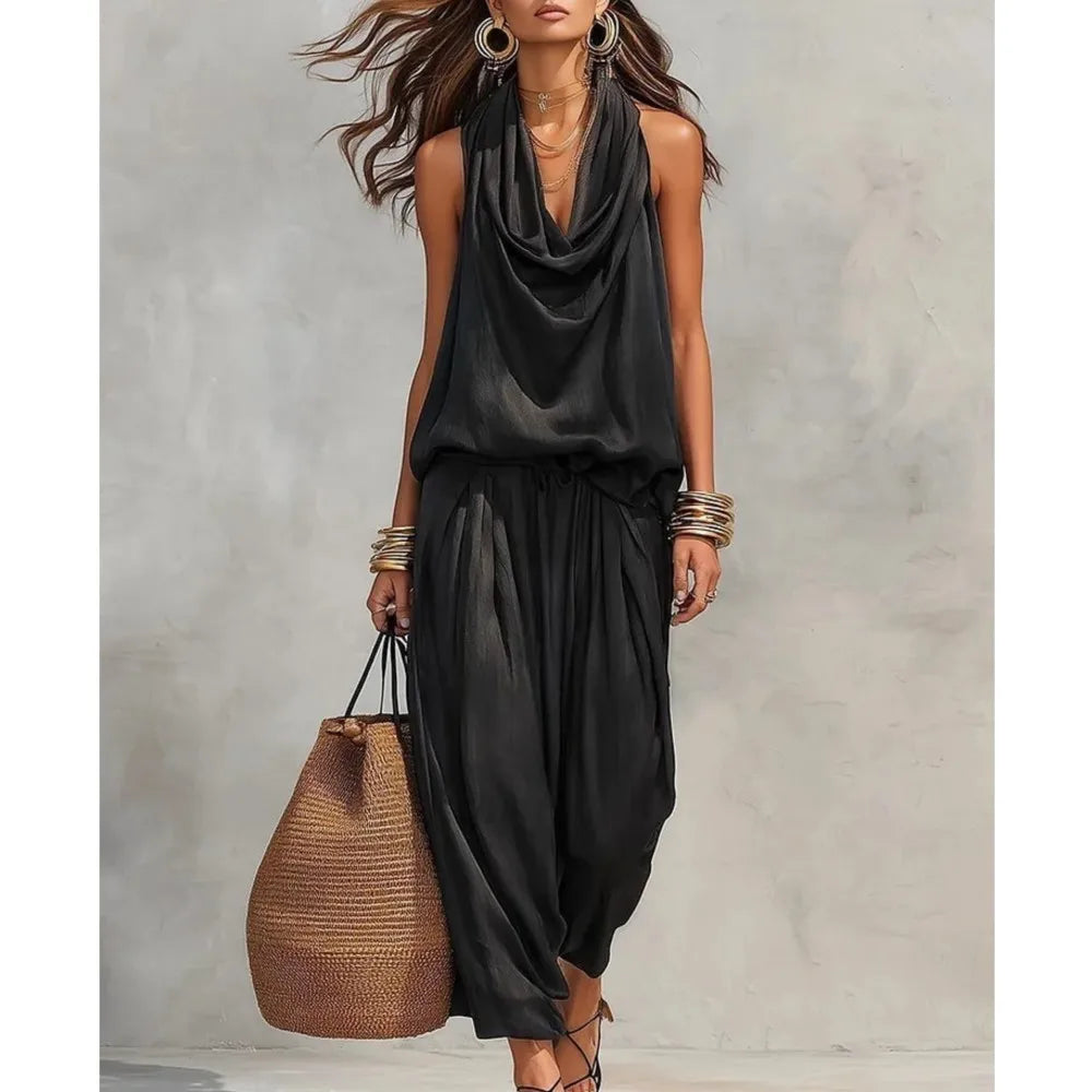 Conjunto Alessia Satinado - Negro